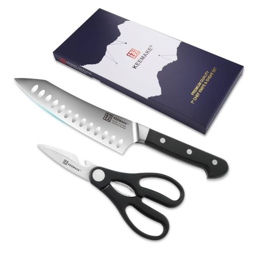 2Pcs Chef Knife Set Stainless Steel Kitchen Shears Scissor Cutlery Slicing Gift 2Pcs Chef Knife Set Stainless Steel Kitchen Shears Scissor Cutlery Slicing Gift